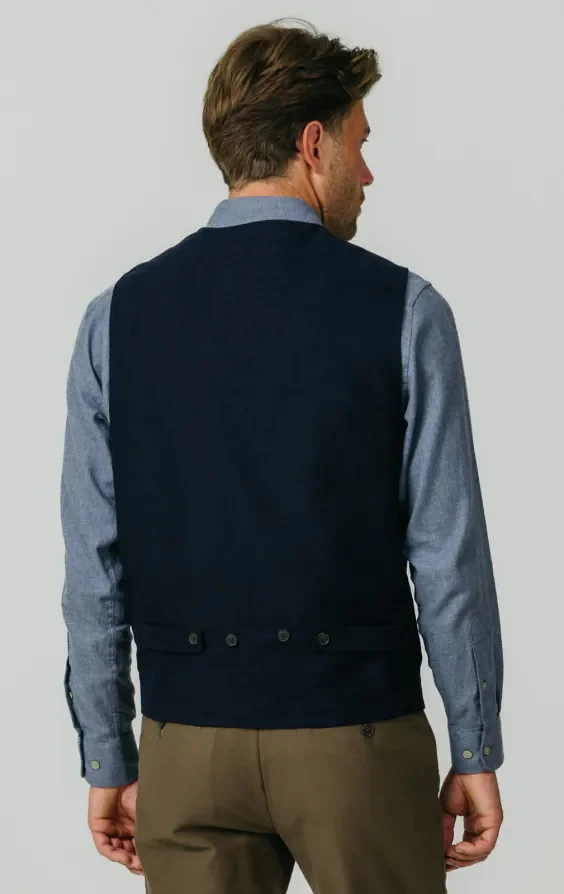 Navy Moleskin Waistcoat thumbnail 4