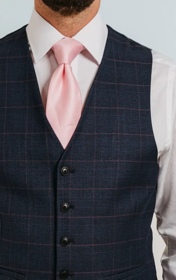 Navy with Pink Check Waistcoat thumbnail 3