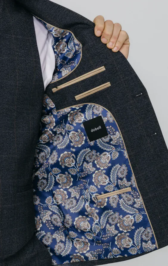 Navy with Rust Check 3 Piece Suit thumbnail 6