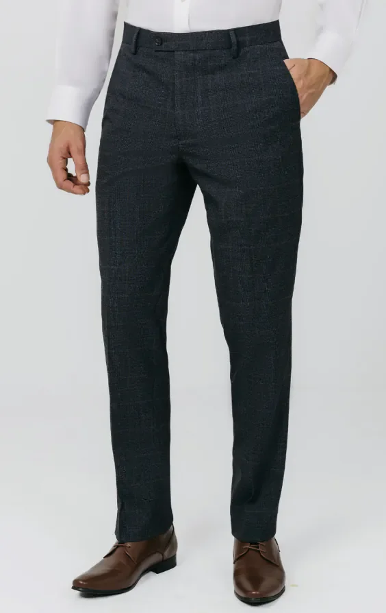 Navy with Rust Check 3 Piece Suit thumbnail 8