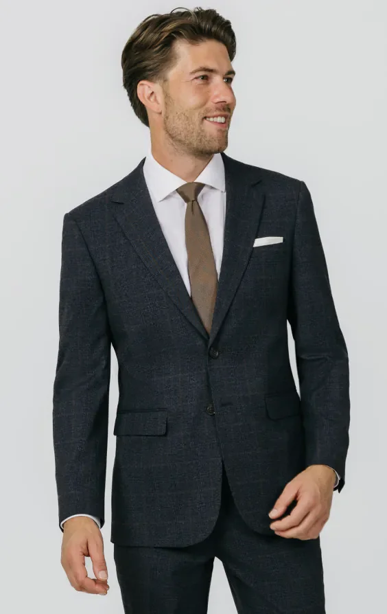 Navy with Rust Check Suit Jacket thumbnail 2