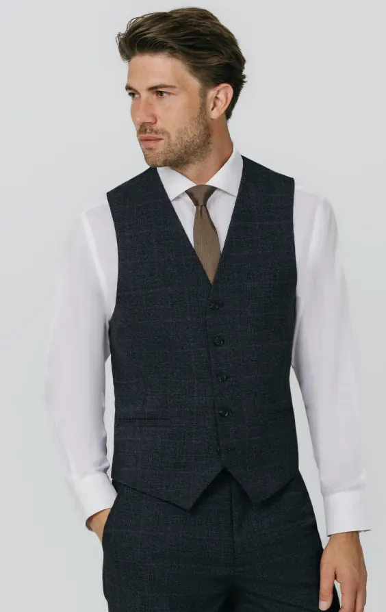 Navy with Rust Check Waistcoat thumbnail 2