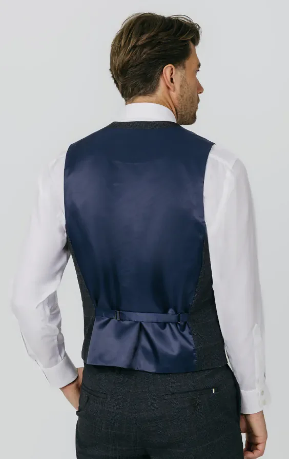 Navy with Rust Check Waistcoat thumbnail 4