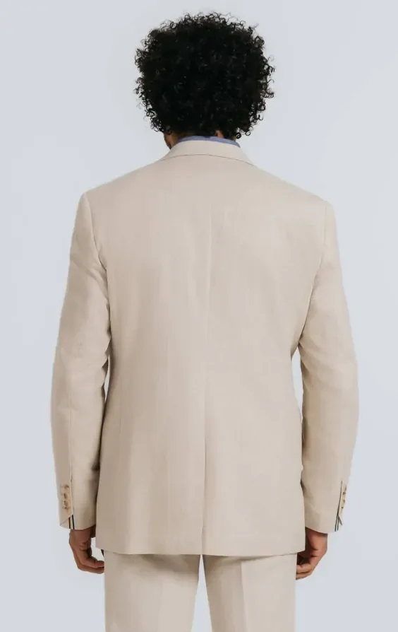 Oatmeal Linen Herringbone 3 Piece Suit thumbnail 4