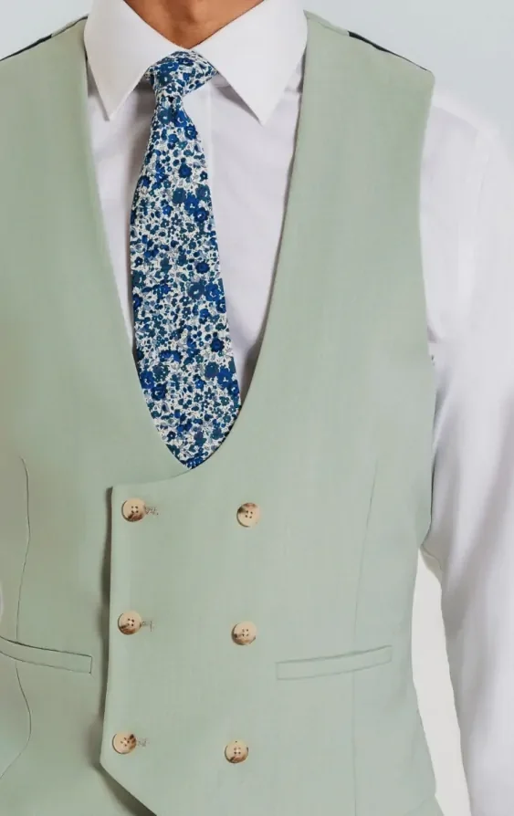 Pale Green Double Breasted Waistcoat thumbnail 3