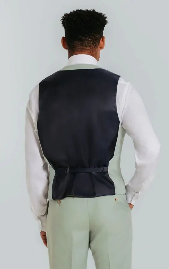 Pale Green Double Breasted Waistcoat thumbnail 4