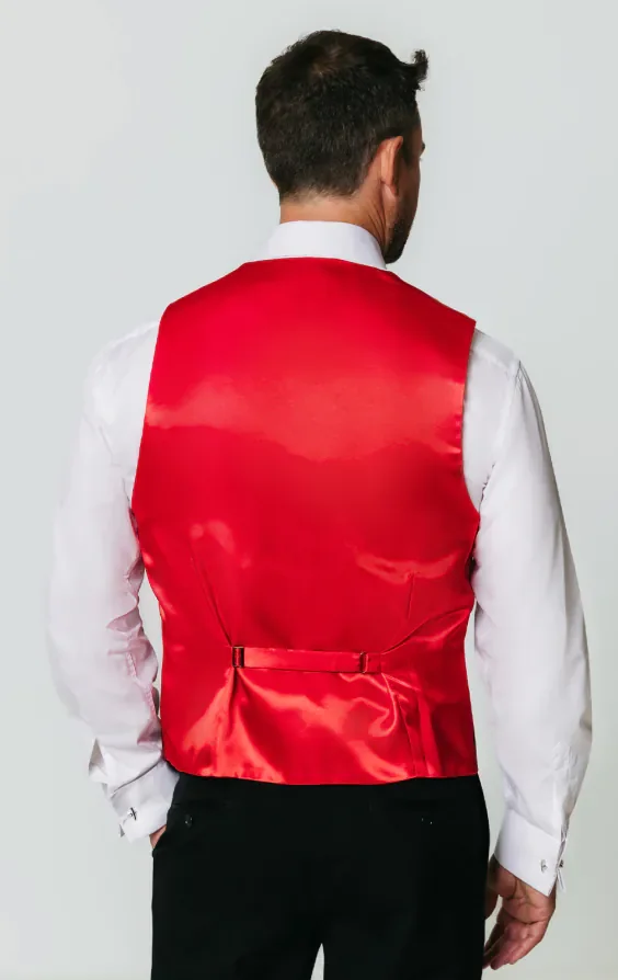 Red Victorian Jacquard Waistcoat thumbnail 4