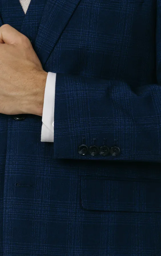 Royal Blue Shadow Check 3 Piece Suit thumbnail 4