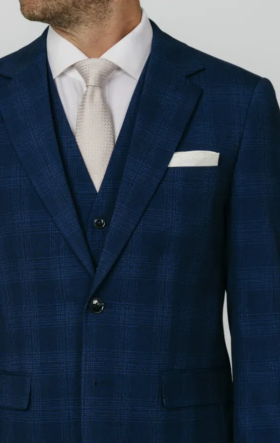 Royal Blue Shadow Check 3 Piece Suit thumbnail 5