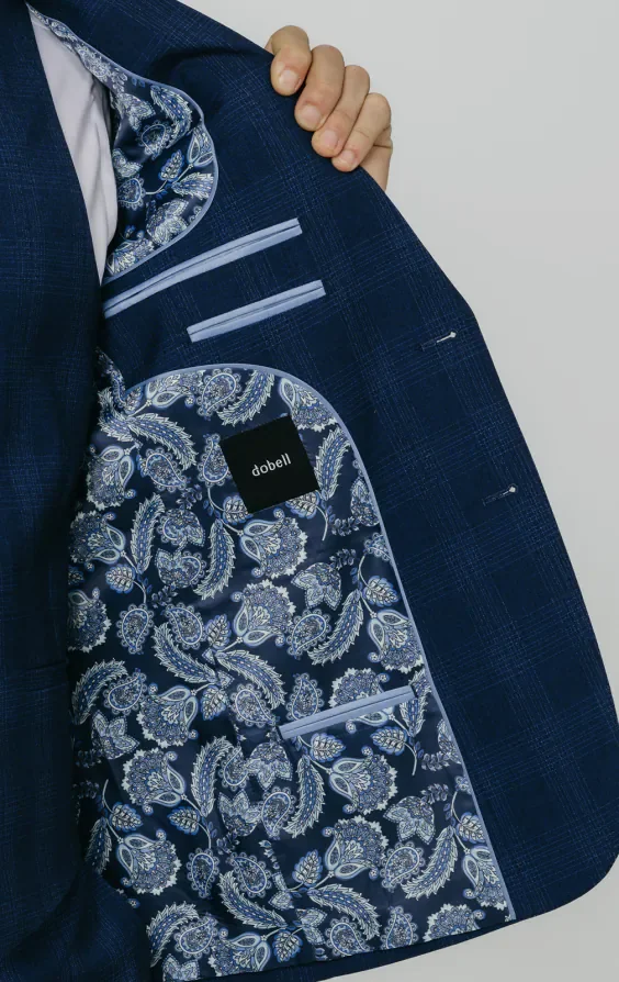 Royal Blue Shadow Check 3 Piece Suit thumbnail 6