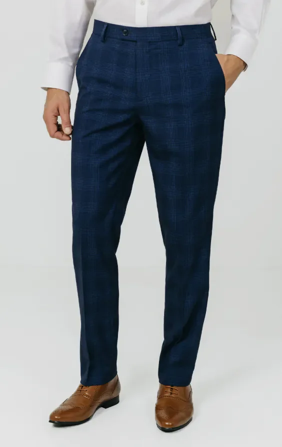 Royal Blue Shadow Check 3 Piece Suit thumbnail 8