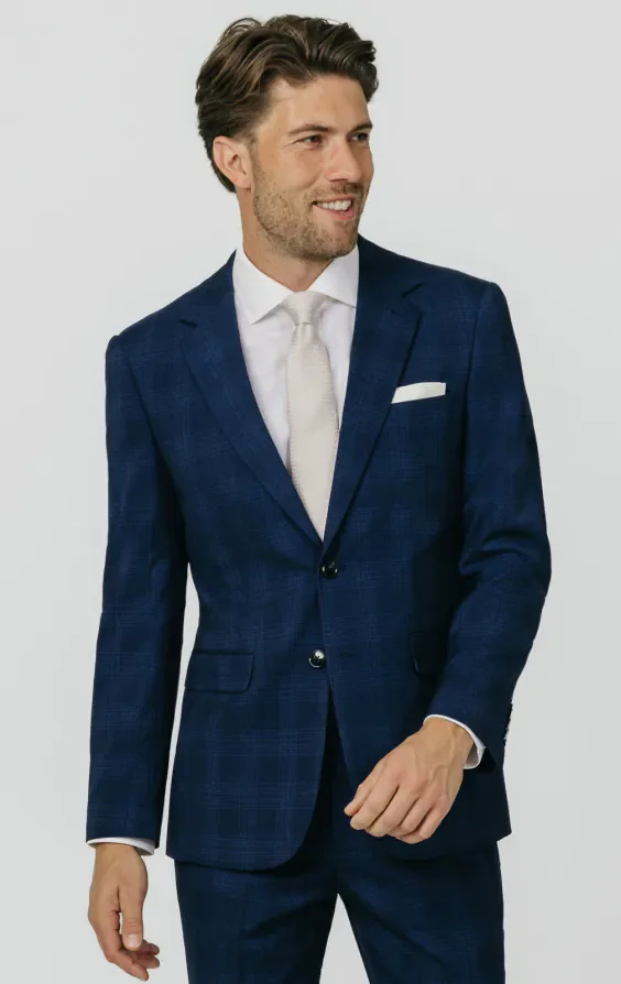 Royal Blue Shadow Check Suit Jacket thumbnail 2