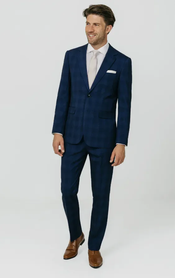 Royal Blue Shadow Check Suit Jacket thumbnail 3