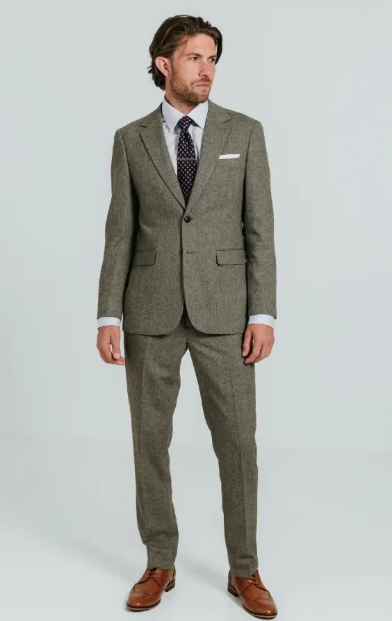 Sage Green Herringbone Tweed Suit thumbnail 4