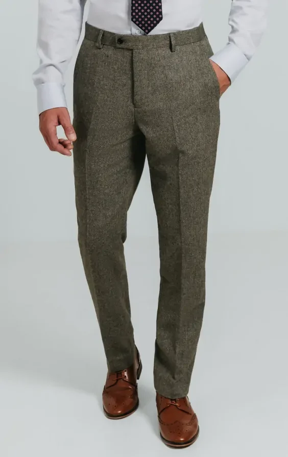 Sage Green Herringbone Tweed Suit thumbnail 9