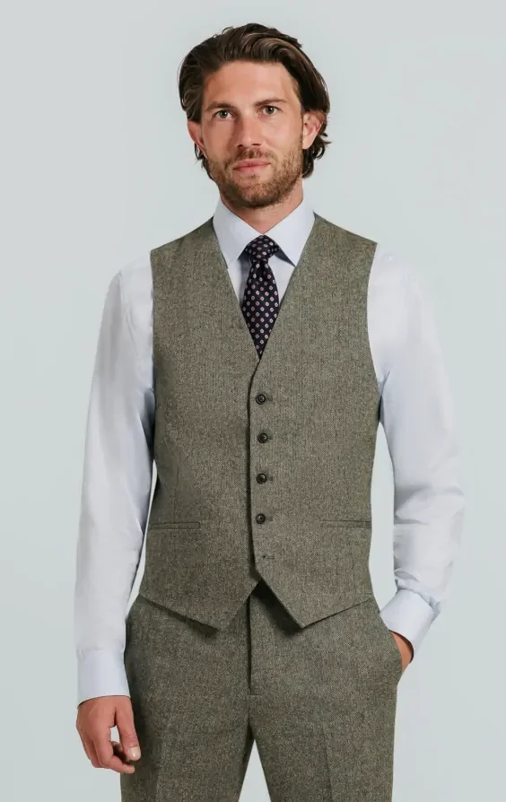 Sage Green Herringbone Tweed Suit thumbnail 10