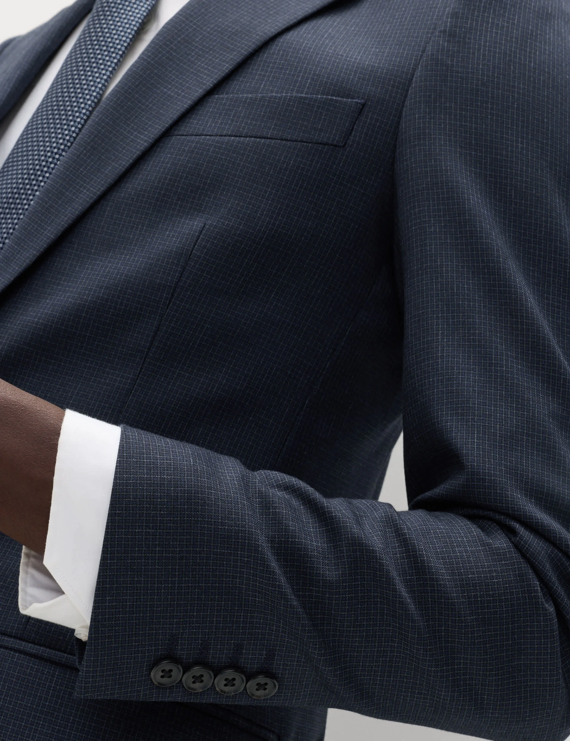 Skinny Fit Grid Check Stretch Suit Jacket thumbnail 4