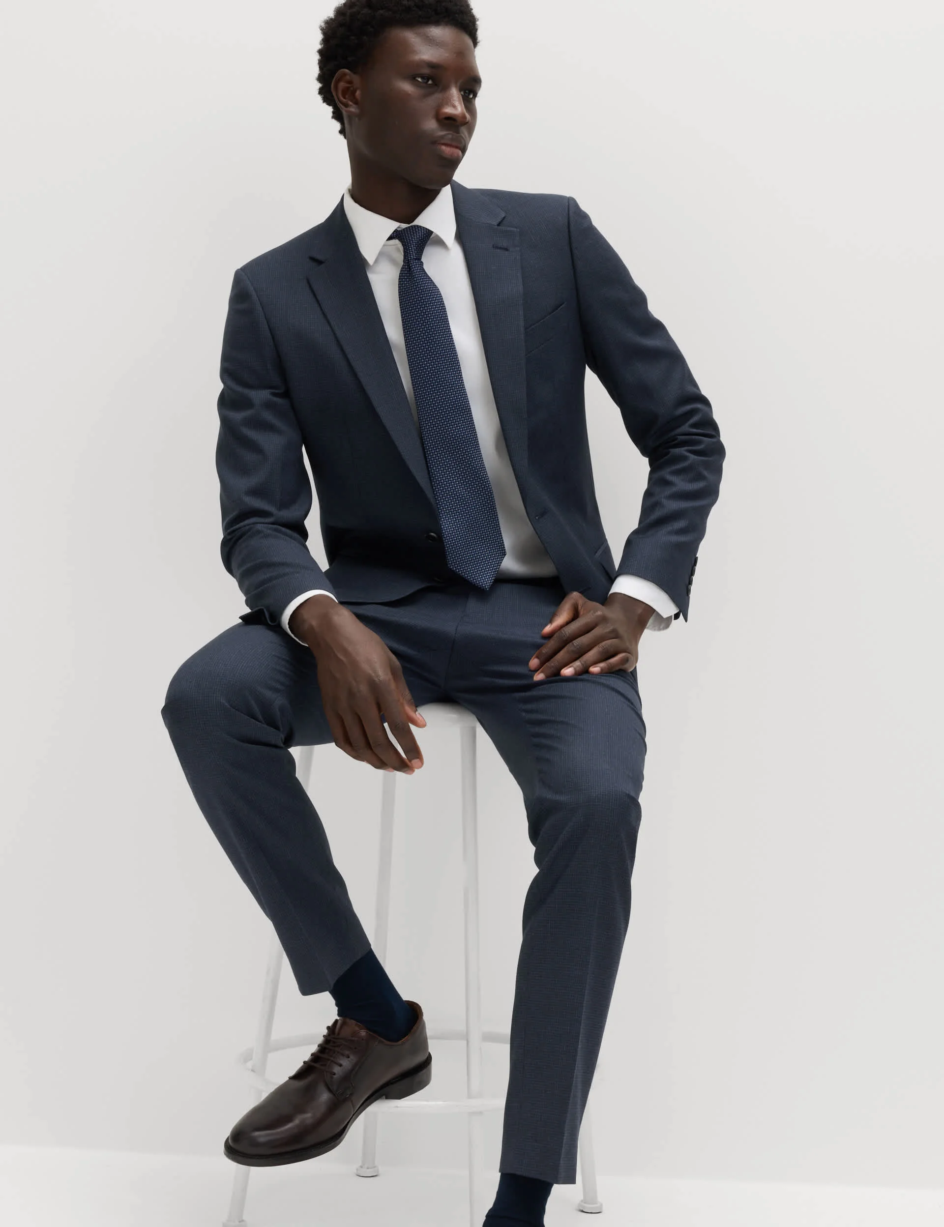 Skinny Fit Grid Check Stretch Suit Jacket thumbnail 6