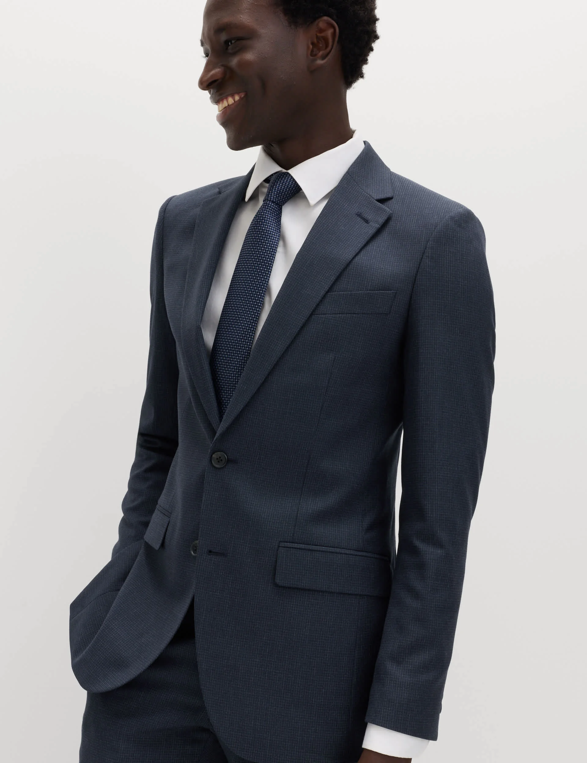 Skinny Fit Grid Check Stretch Suit Jacket thumbnail 8