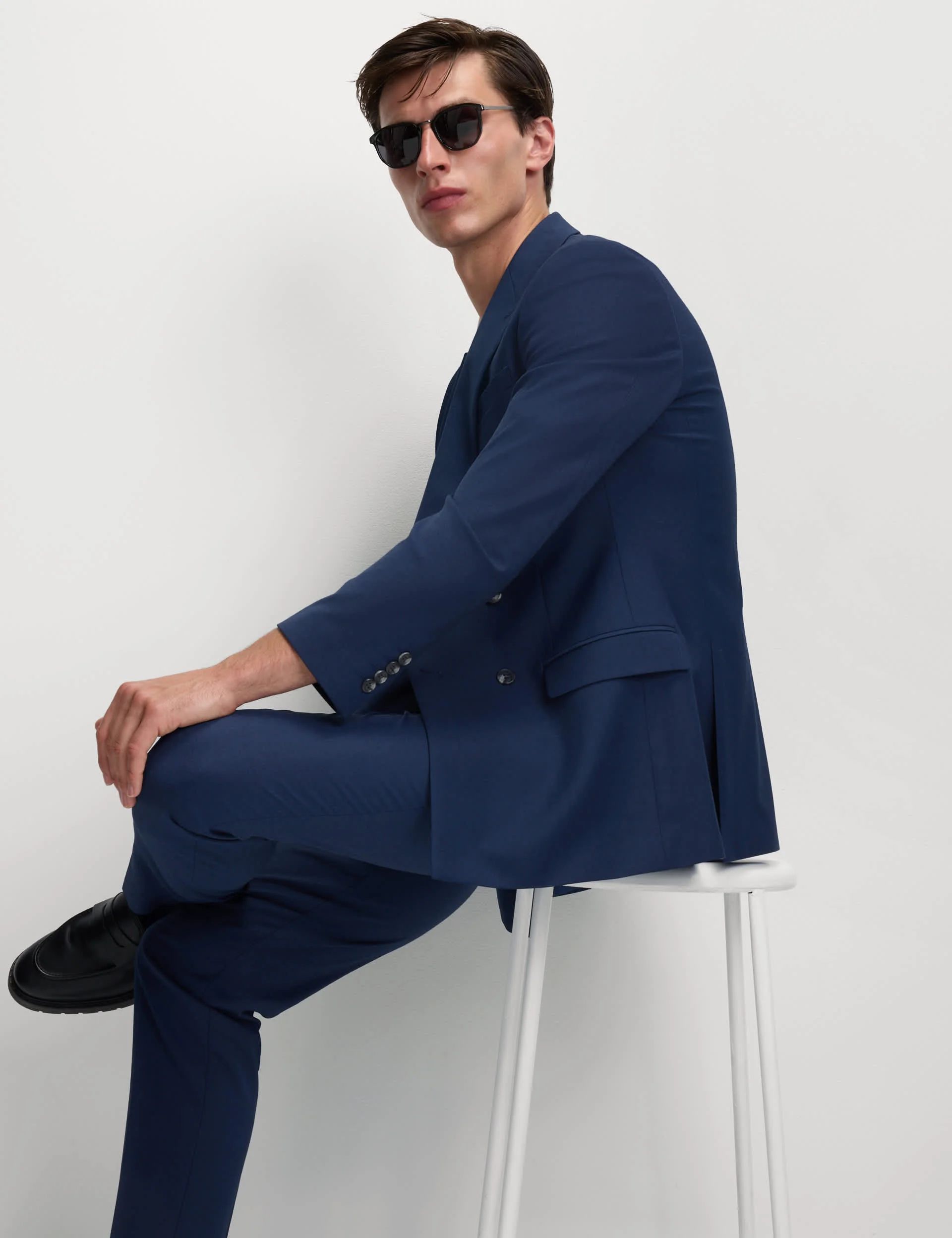 Slim Fit Double Breasted Jacket with Stretch thumbnail 5