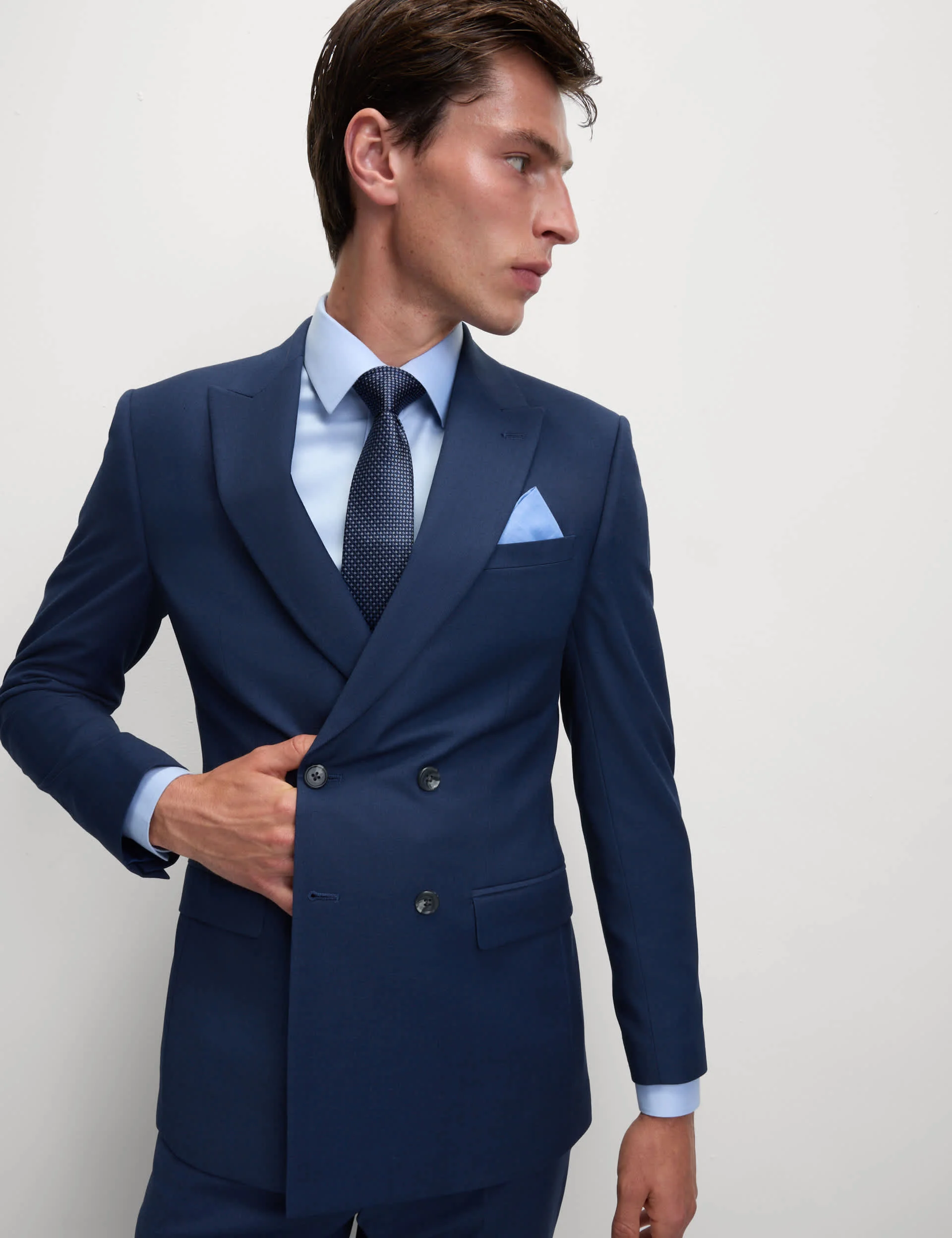 Slim Fit Double Breasted Jacket with Stretch thumbnail 6