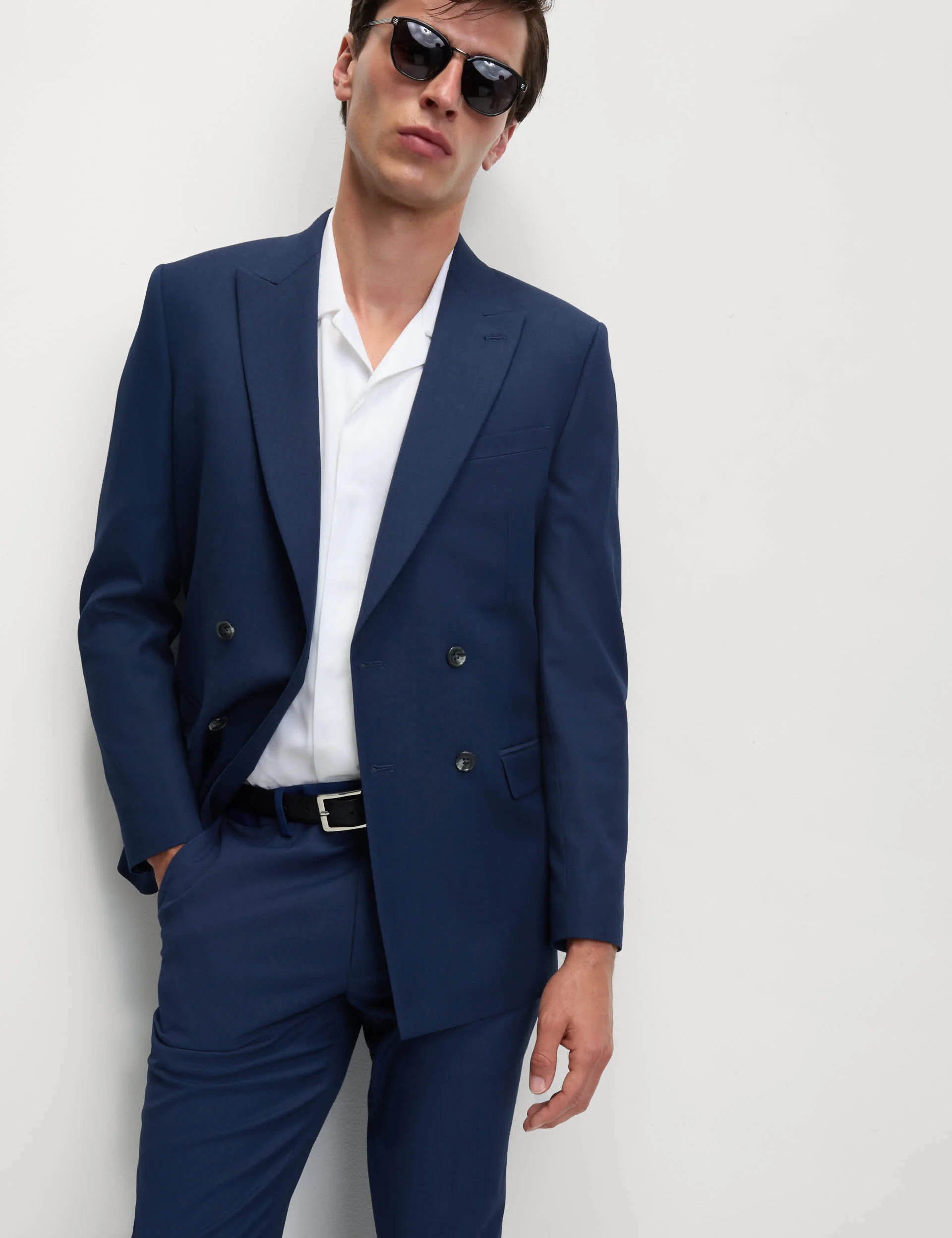 Slim Fit Double Breasted Jacket with Stretch thumbnail 10