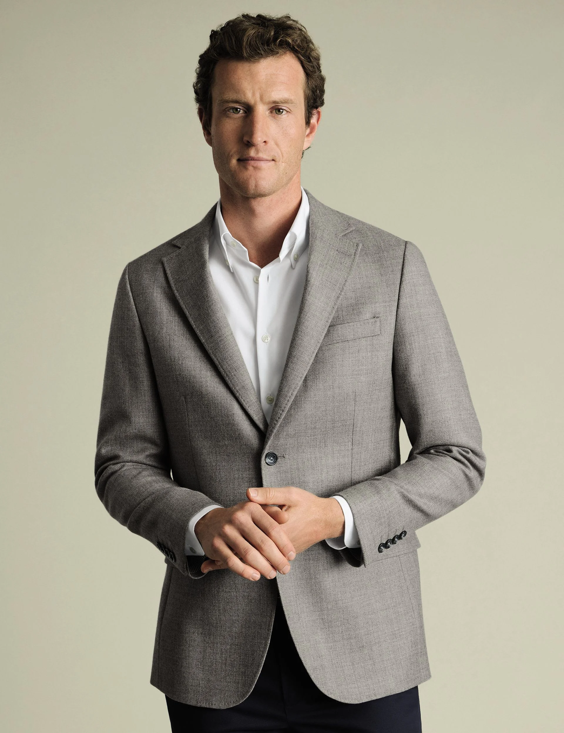 Slim Fit Pure Wool Twill Textured Jacket thumbnail 4