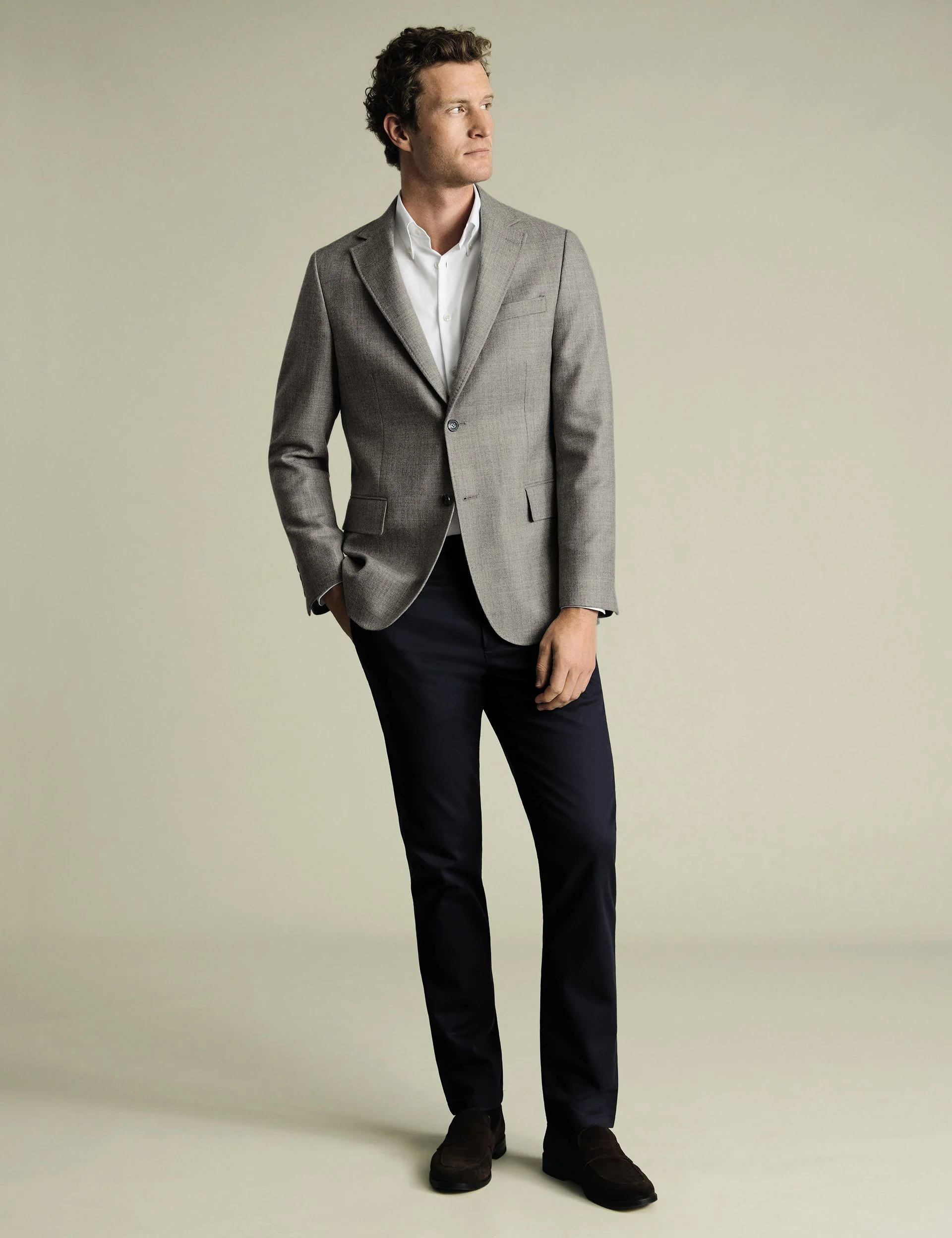 Slim Fit Pure Wool Twill Textured Jacket thumbnail 6
