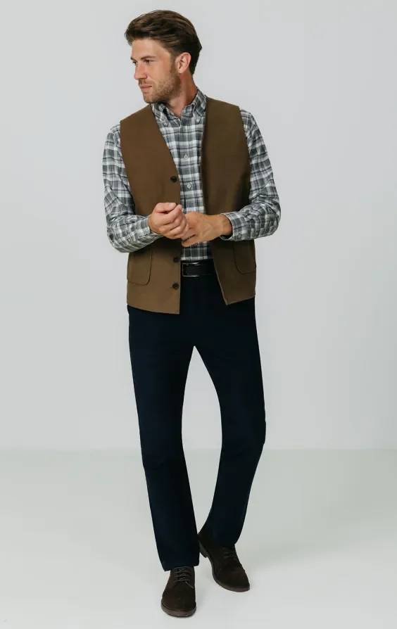 Taupe Moleskin Waistcoat thumbnail 3