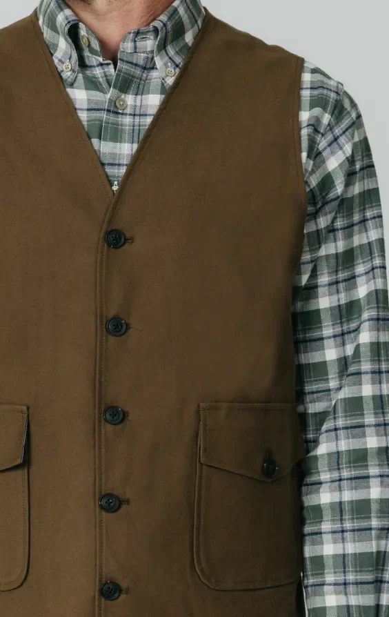 Taupe Moleskin Waistcoat thumbnail 4