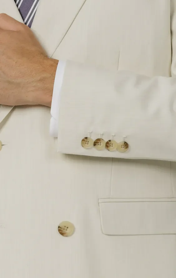 Winter White Twill Double Breasted Suit Jacket with Peak Lapel thumbnail 4