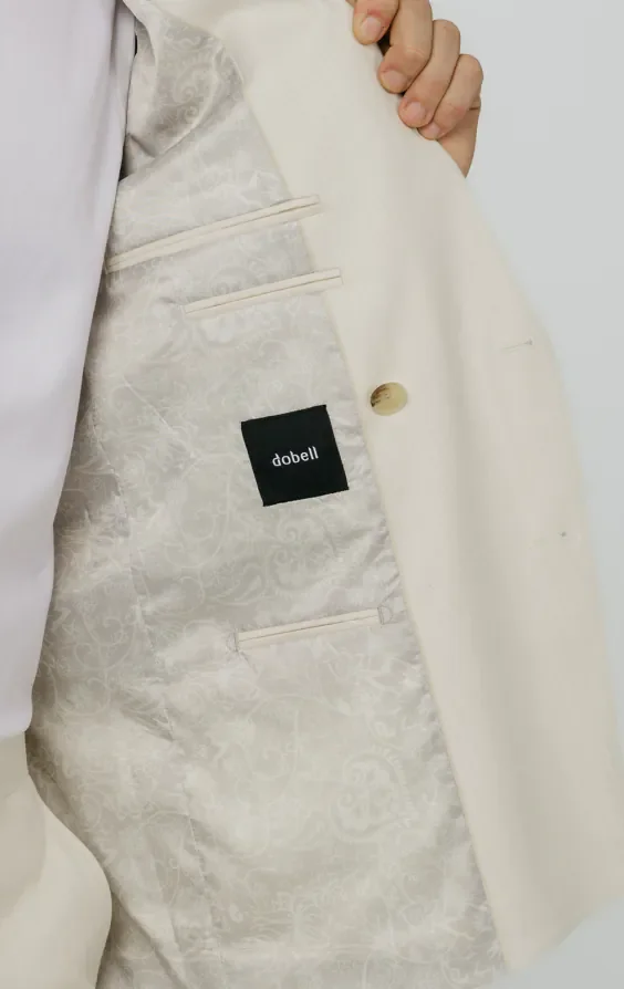 Winter White Twill Double Breasted Suit Jacket with Peak Lapel thumbnail 6