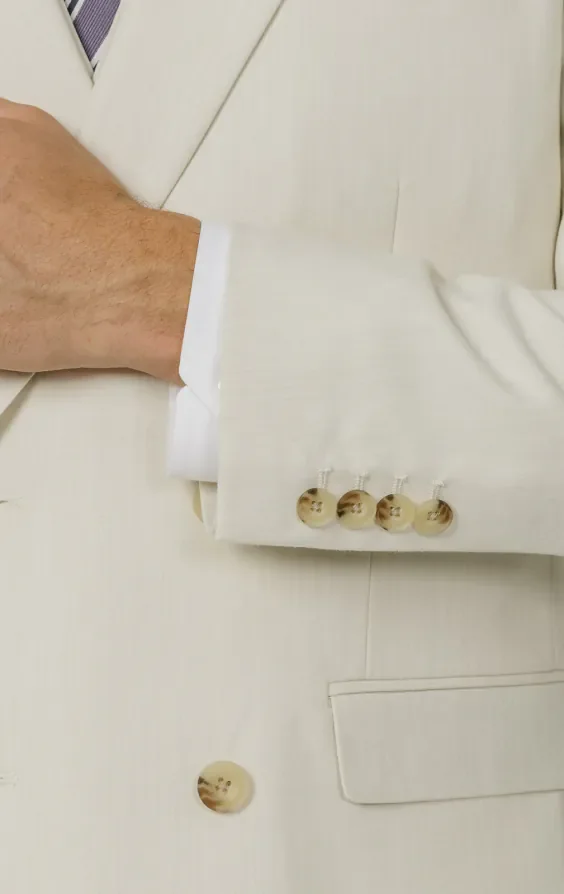 Winter White Twill Double Breasted Suit with Peak Lapel thumbnail 4