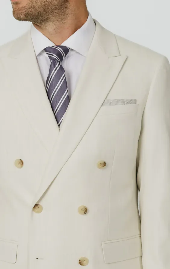 Winter White Twill Double Breasted Suit with Peak Lapel thumbnail 5