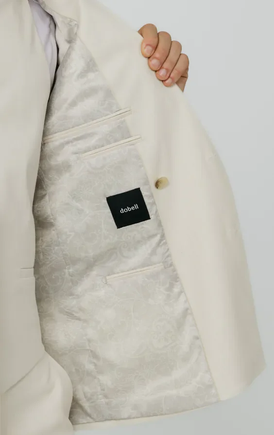 Winter White Twill Double Breasted Suit with Peak Lapel thumbnail 6