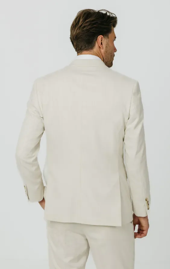 Winter White Twill Double Breasted Suit with Peak Lapel thumbnail 7